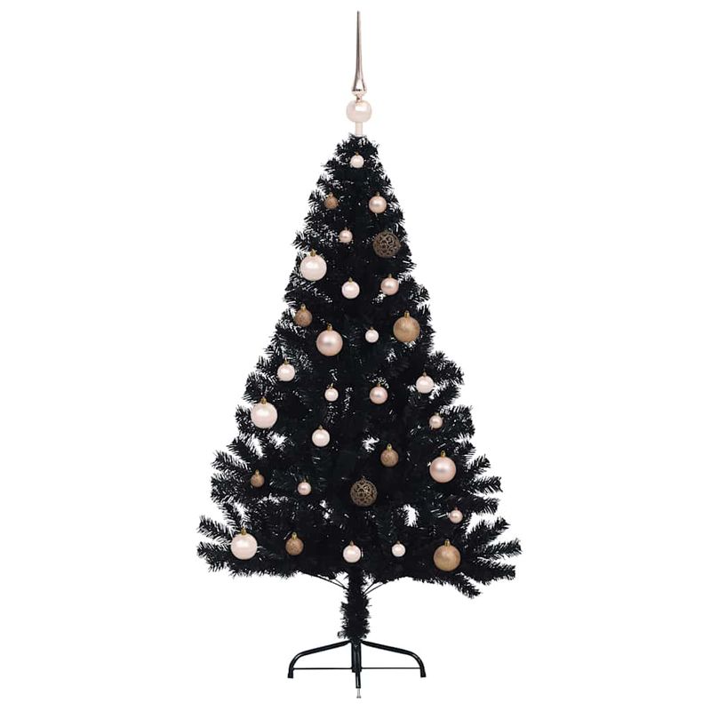 Casa si Gradina - Decoratiuni - Decoratiuni de sezon - Pom de Craciun artificial pre-iluminat Negru 150 cm PVC - Infinity.ro
