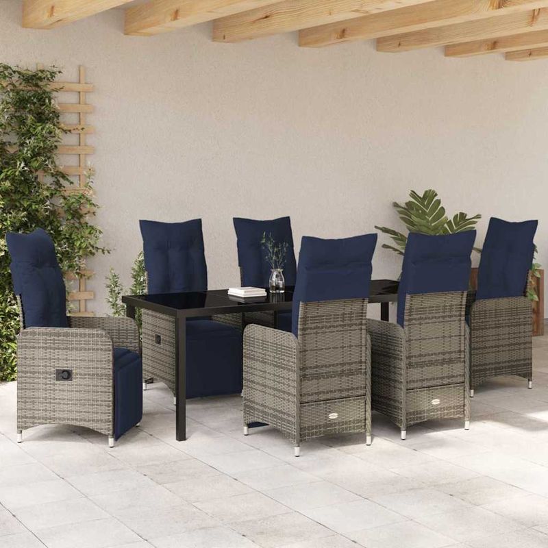 Casa si Gradina - Gradina si terasa - Mobilier exterior - Mese gradina - Set de masa pentru gradina 7 pcs Gri poliratan - Infinity.ro
