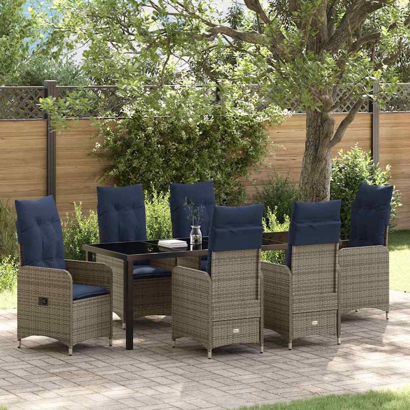 Casa si Gradina - Gradina si terasa - Mobilier exterior - Mese gradina - Set de masa pentru gradina 7 pcs Gri poliratan - Infinity.ro