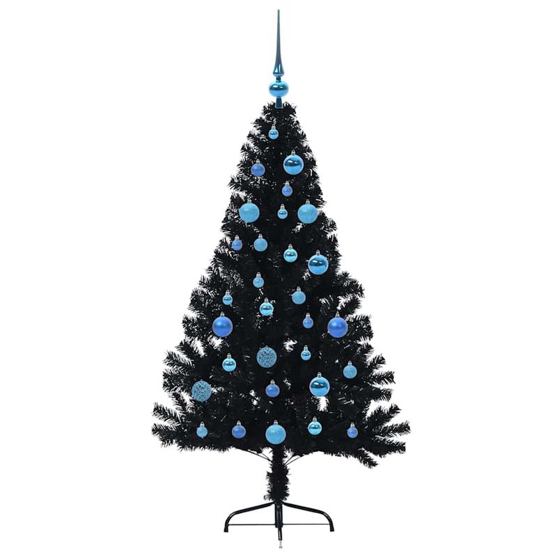 Casa si Gradina - Decoratiuni - Decoratiuni de sezon - Pom de Craciun artificial pre-iluminat Negru 150 cm PVC - Infinity.ro