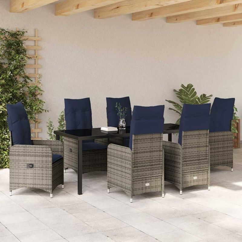 Casa si Gradina - Gradina si terasa - Mobilier exterior - Mese gradina - Set de masa pentru gradina 7 pcs Gri poliratan - Infinity.ro