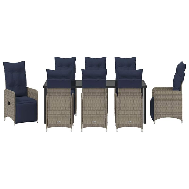 Casa si Gradina - Gradina si terasa - Mobilier exterior - Mese gradina - Set de masa pentru gradina 9 pcs Gri poliratan - Infinity.ro