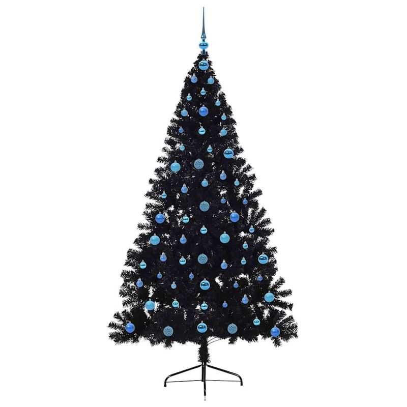 Casa si Gradina - Decoratiuni - Decoratiuni de sezon - Brad de Craciun artificial pre-iluminat Negru 210 cm PVC - Infinity.ro
