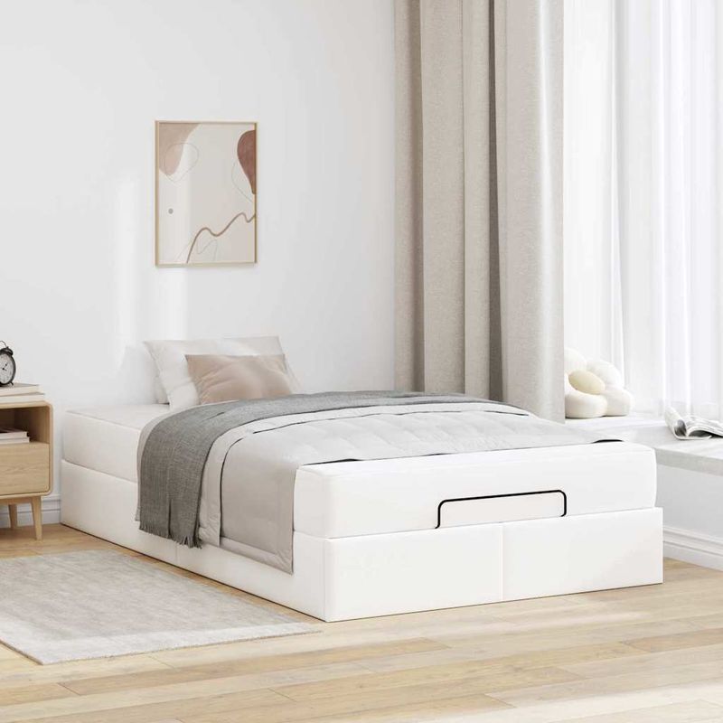 Casa si Gradina - Mobilier - Paturi si accesorii - Paturi - Cadru de pat cu saltea Alb pur 120 x 200 cm Piele artificiala - Infinity.ro