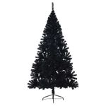Casa si Gradina - Decoratiuni - Decoratiuni de sezon - Brad de Craciun artificial pre-iluminat Negru 210 cm PVC - Infinity.ro
