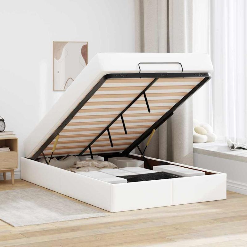 Casa si Gradina - Mobilier - Paturi si accesorii - Paturi - Cadru de pat cu saltea Alb pur 120 x 200 cm Piele artificiala - Infinity.ro