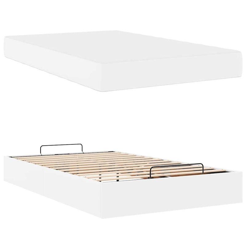 Casa si Gradina - Mobilier - Paturi si accesorii - Paturi - Cadru de pat cu saltea Alb pur 120 x 200 cm Piele artificiala - Infinity.ro