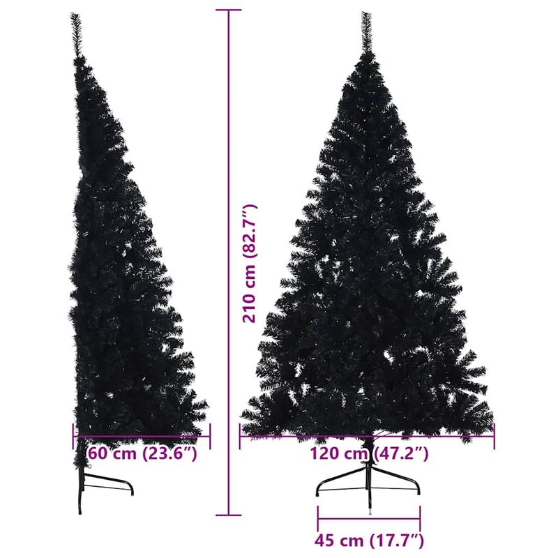 Casa si Gradina - Decoratiuni - Decoratiuni de sezon - Brad de Craciun artificial pre-iluminat Negru 210 cm PVC - Infinity.ro