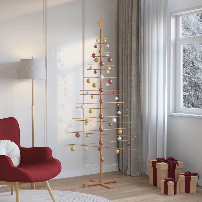 Casa si Gradina - Decoratiuni - Decoratiuni de sezon - Brad de Craciun din lemn cu suport Maro 210 cm Bambus - Infinity.ro