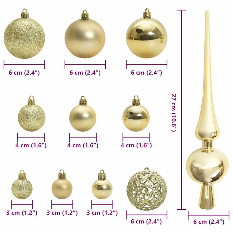 Casa si Gradina - Decoratiuni - Decoratiuni de sezon - Set de Globuri de Craciun cu 150 LED 61 pcs Auriu Plastic - Infinity.ro