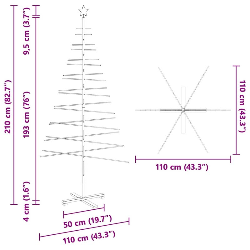 Casa si Gradina - Decoratiuni - Decoratiuni de sezon - Brad de Craciun din lemn cu suport Maro 210 cm Bambus - Infinity.ro