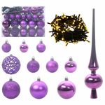 Casa si Gradina - Decoratiuni - Decoratiuni de sezon - Set de Globuri de Craciun cu 150 LED 61 pcs Violet Plastic - Infinity.ro