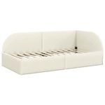Casa si Gradina - Mobilier - Paturi si accesorii - Paturi - Cadru de pat coltar cu headboard Crem 100 x 200 cm Catifea - Infinity.ro
