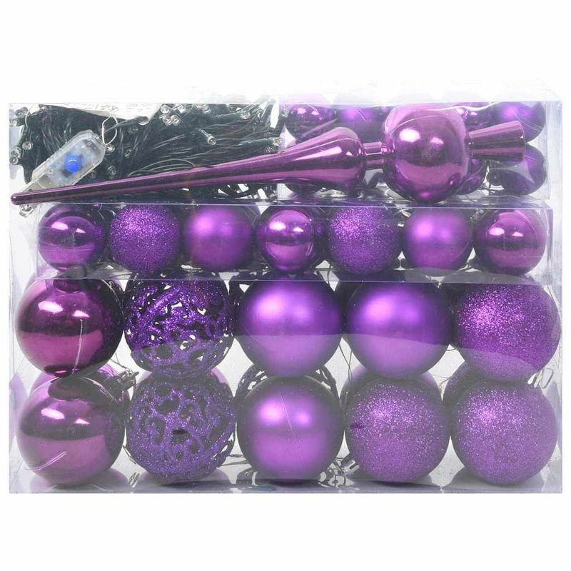 Casa si Gradina - Decoratiuni - Decoratiuni de sezon - Set de Globuri de Craciun cu 150 LED 61 pcs Violet Plastic - Infinity.ro