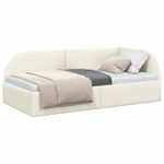 Casa si Gradina - Mobilier - Paturi si accesorii - Paturi - Cadru de pat coltar cu headboard Crem 100 x 200 cm Catifea - Infinity.ro