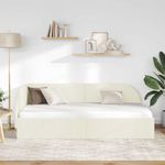 Casa si Gradina - Mobilier - Paturi si accesorii - Paturi - Cadru de pat coltar cu headboard Crem 100 x 200 cm Catifea - Infinity.ro