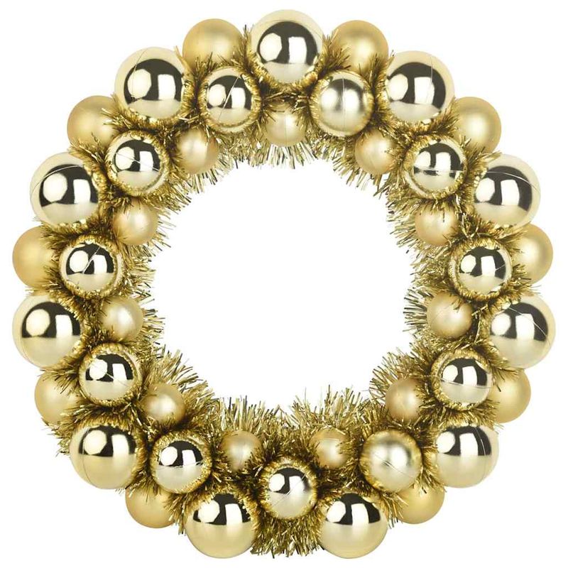 Casa si Gradina - Decoratiuni - Decoratiuni de sezon - Coronite cu globuri de Craciun 2 pcs Auriu 33 x 33 x 7 cm - Infinity.ro