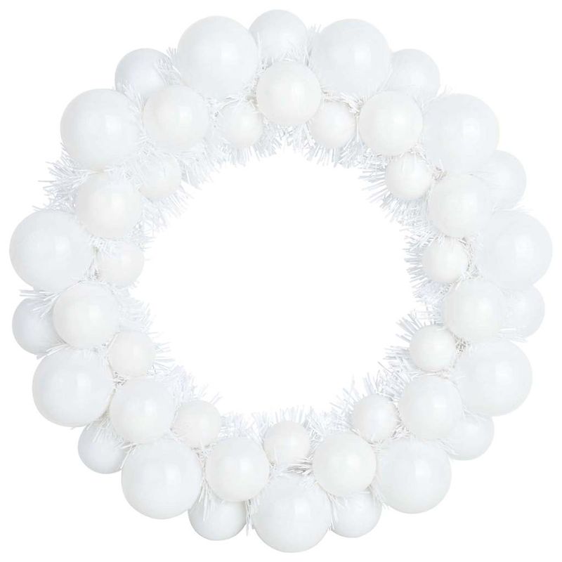 Casa si Gradina - Decoratiuni - Decoratiuni de sezon - Coronite cu globuri de Craciun 2 pcs Alb 33 x 33 x 7 cm Polistiren - Infinity.ro