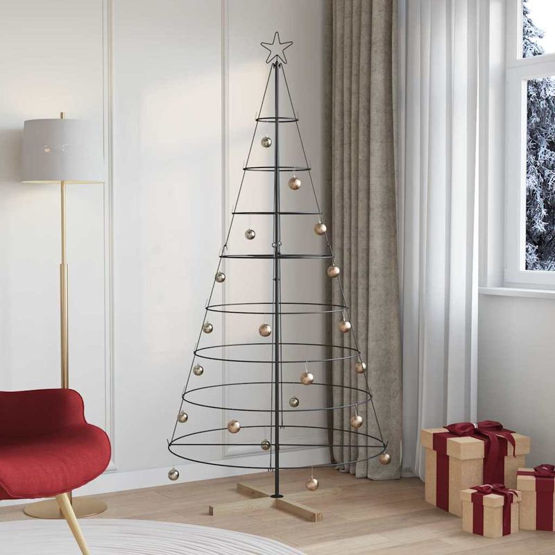 Casa si Gradina - Decoratiuni - Decoratiuni de sezon - Brad de Craciun in Forma de Con cu suport Negru 210 cm Otel - Infinity.ro