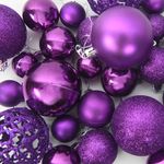 Casa si Gradina - Decoratiuni - Decoratiuni de sezon - Set de Globuri de Craciun cu 150 LED 61 pcs Violet Plastic - Infinity.ro