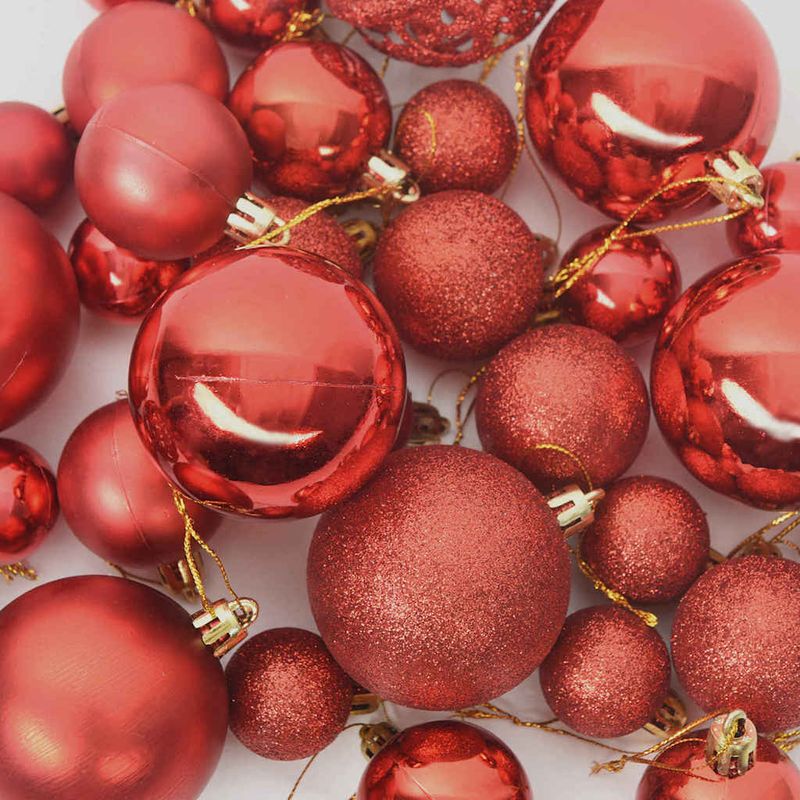 Casa si Gradina - Decoratiuni - Decoratiuni de sezon - Set de Globuri de Craciun cu 150 LED 61 pcs Rosu Plastic - Infinity.ro