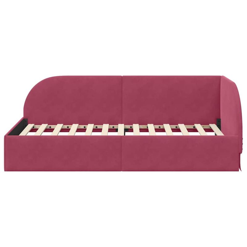 Casa si Gradina - Mobilier - Paturi si accesorii - Paturi - Cadru de pat coltar cu headboard bordo 100 x 200 cm Catifea - Infinity.ro