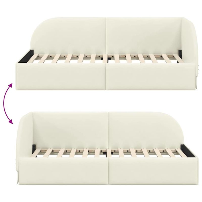 Casa si Gradina - Mobilier - Paturi si accesorii - Paturi - Cadru de pat coltar cu headboard Crem 100 x 200 cm Catifea - Infinity.ro