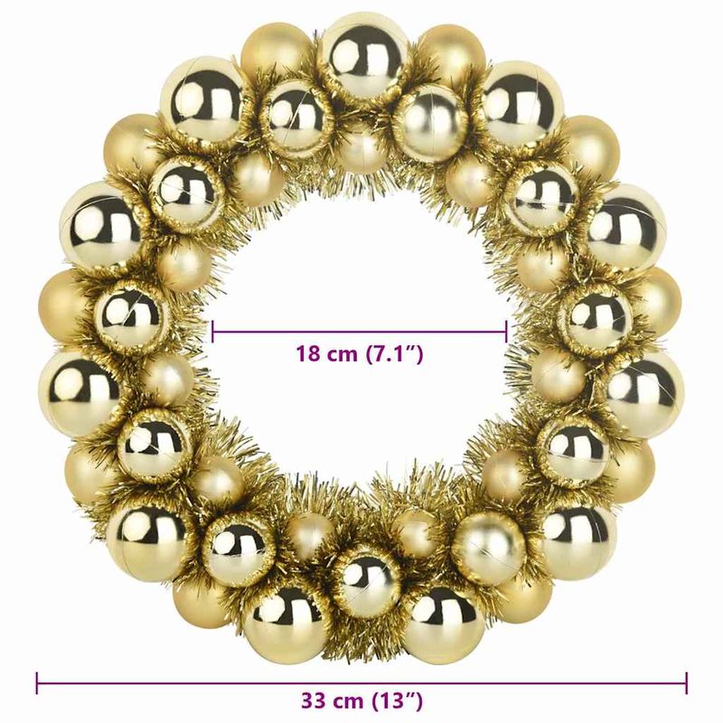 Casa si Gradina - Decoratiuni - Decoratiuni de sezon - Coronite cu globuri de Craciun 2 pcs Auriu 33 x 33 x 7 cm - Infinity.ro