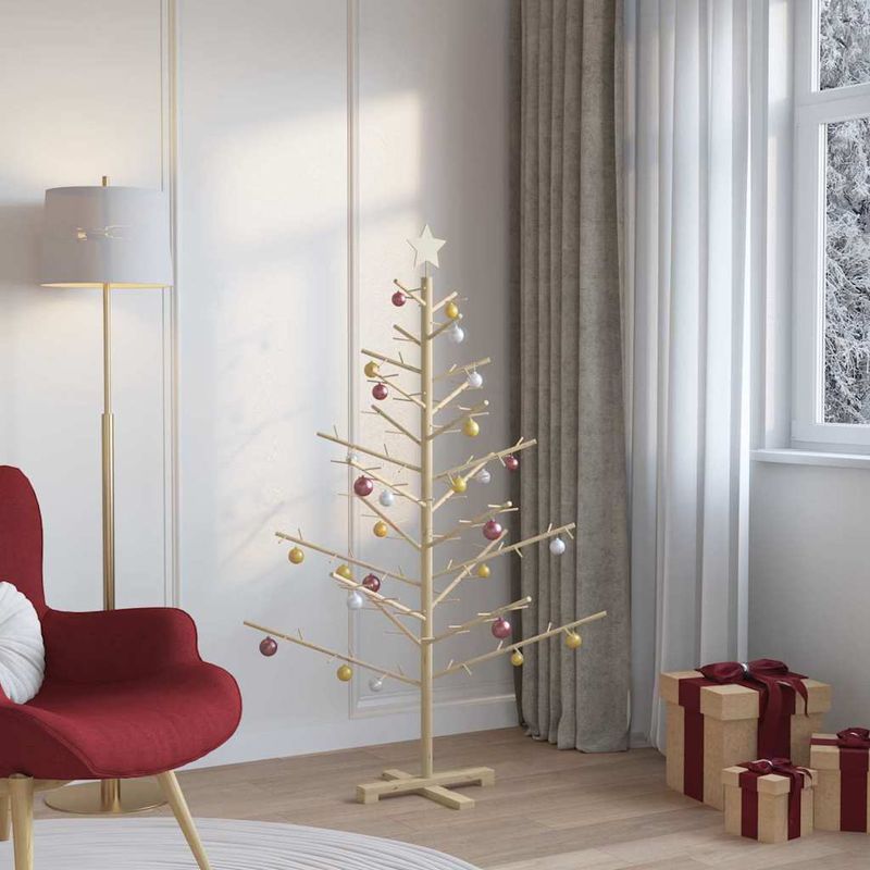 Casa si Gradina - Decoratiuni - Decoratiuni de sezon - Brad de Craciun din lemn natural 150 cm Lemn masiv de pin - Infinity.ro