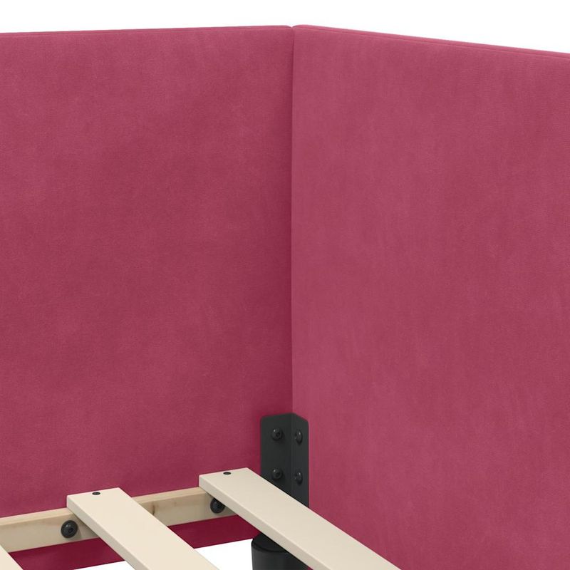 Casa si Gradina - Mobilier - Paturi si accesorii - Paturi - Cadru de pat coltar cu headboard bordo 100 x 200 cm Catifea - Infinity.ro