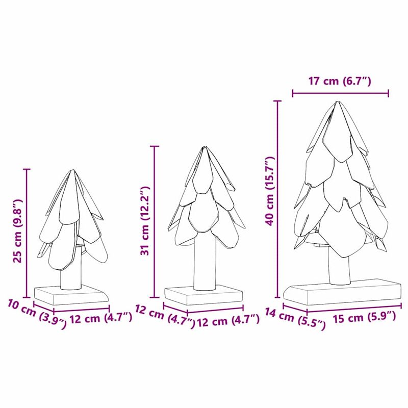 Casa si Gradina - Decoratiuni - Decoratiuni de sezon - Brad de Craciun cu suport 3 pcs Maro Lemn masiv de tec - Infinity.ro