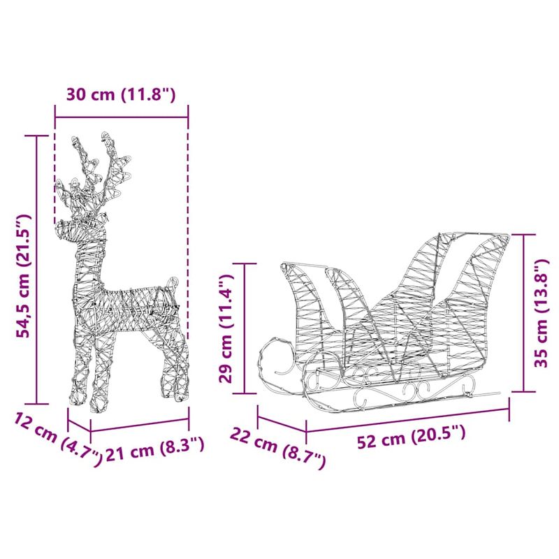 Casa si Gradina - Decoratiuni - Decoratiuni de sezon - Sanie cu ren cu 160 LED Alb cald 30 x 12 x 54.5 cm PET - Infinity.ro