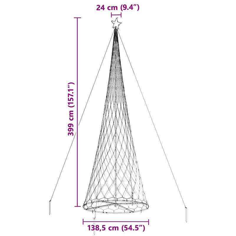 Casa si Gradina - Decoratiuni - Decoratiuni de sezon - Brad de Craciun LED Multicolour 138.5 x 138.5 x 399 cm Metal - Infinity.ro