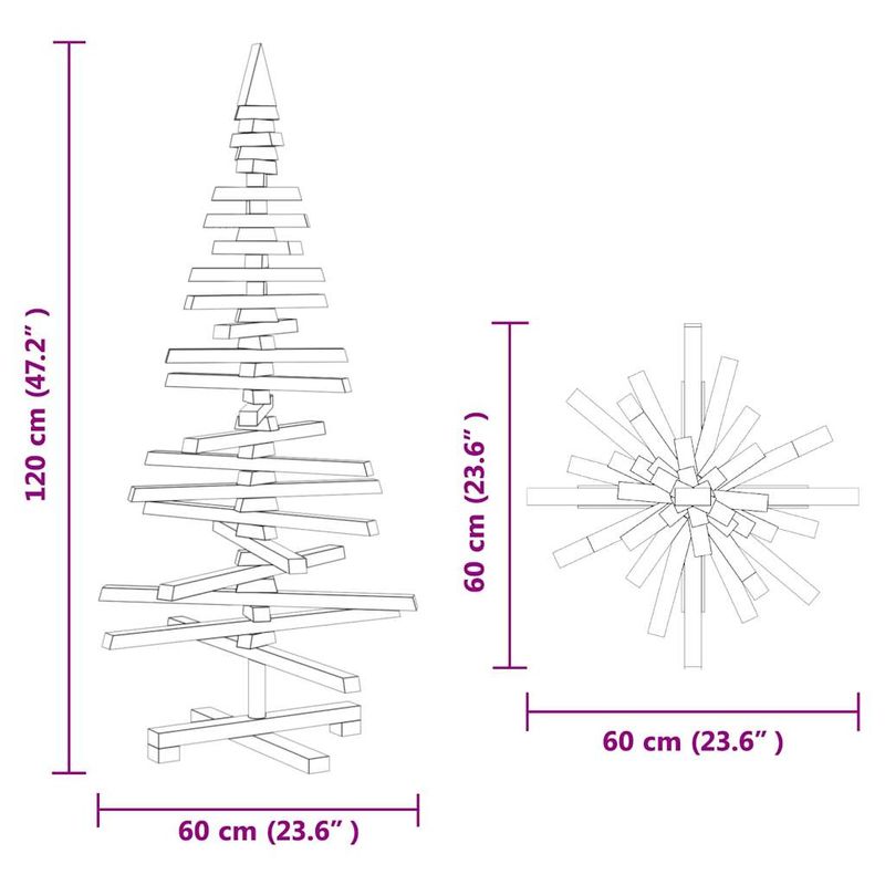 Casa si Gradina - Decoratiuni - Decoratiuni de sezon - Brad de Craciun din lemn Maro 120 cm Lemn masiv de pin - Infinity.ro
