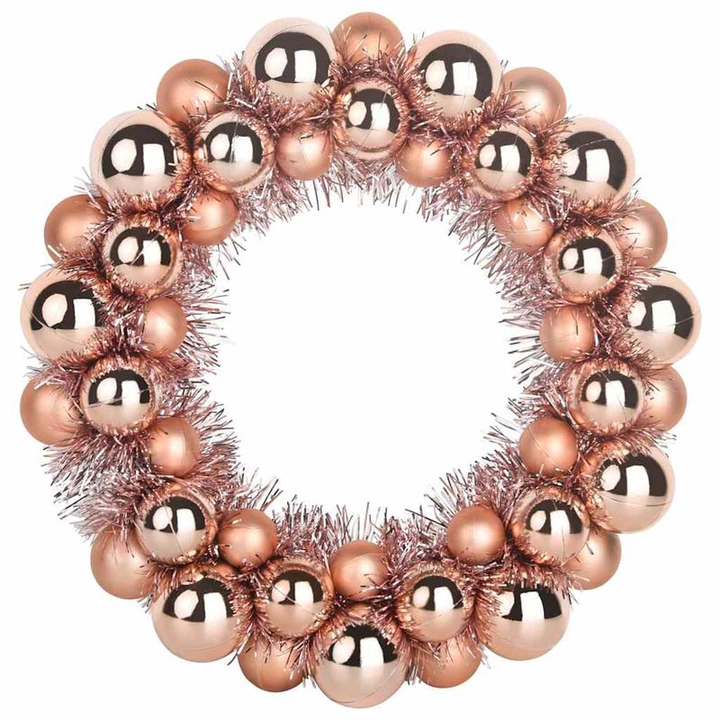 Casa si Gradina - Decoratiuni - Decoratiuni de sezon - Coronite cu globuri de Craciun 2 pcs Rose Gold 33 x 33 x 7 cm - Infinity.ro