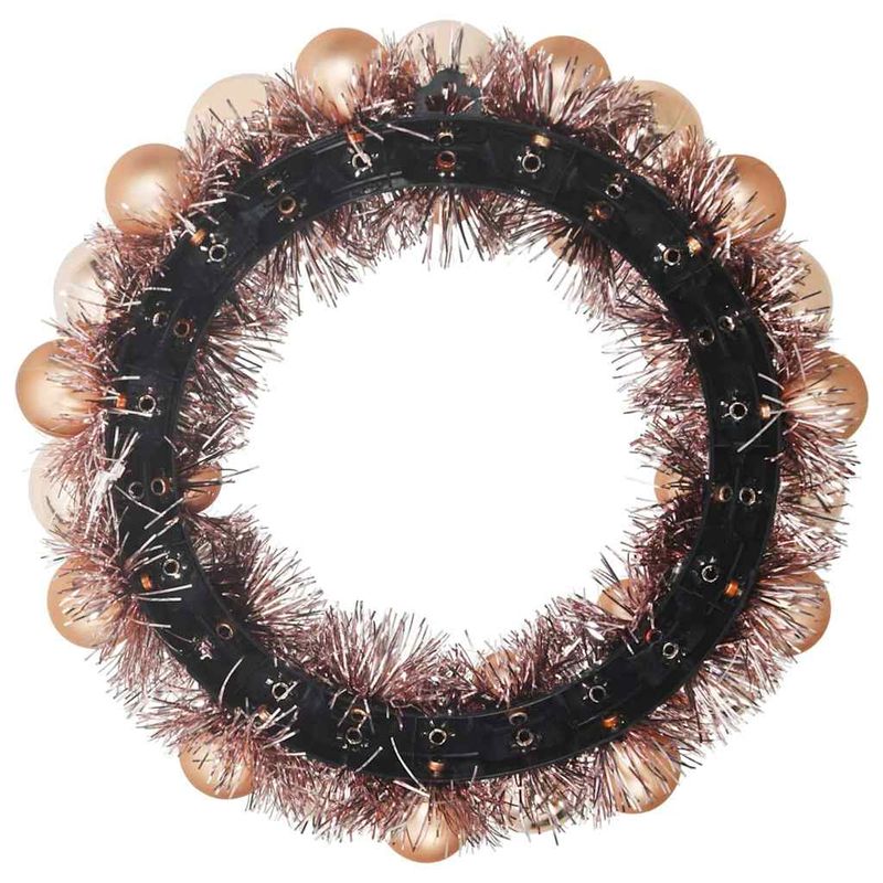 Casa si Gradina - Decoratiuni - Decoratiuni de sezon - Coronite cu globuri de Craciun 2 pcs Rose Gold 33 x 33 x 7 cm - Infinity.ro