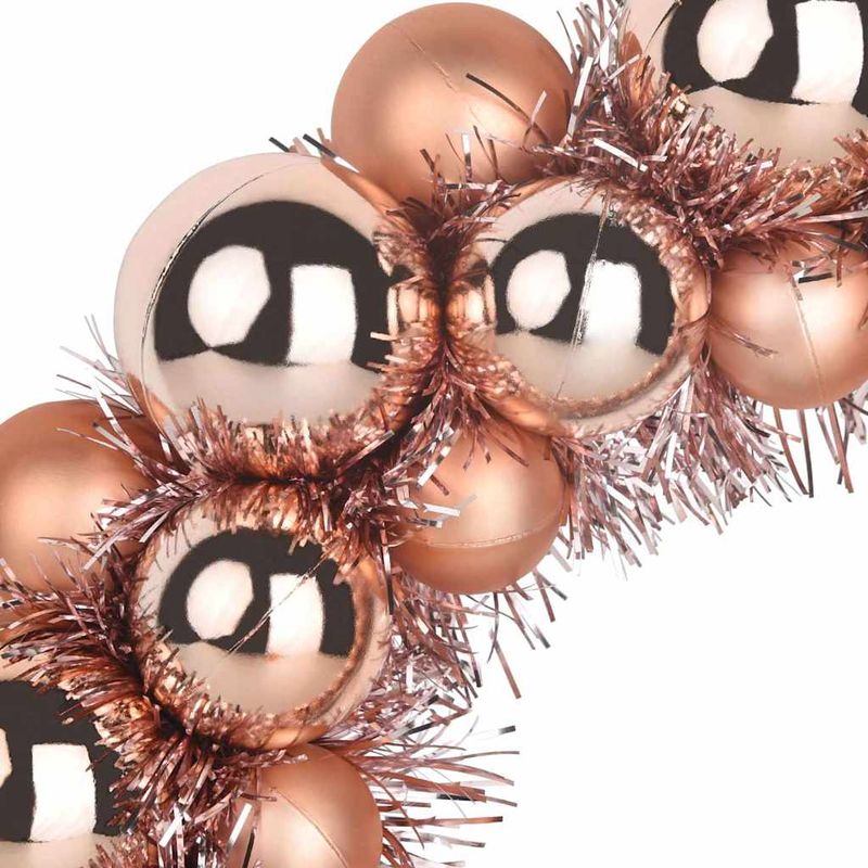 Casa si Gradina - Decoratiuni - Decoratiuni de sezon - Coronite cu globuri de Craciun 2 pcs Rose Gold 33 x 33 x 7 cm - Infinity.ro