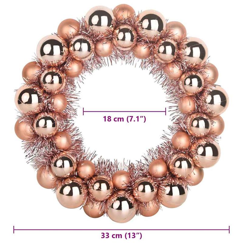 Casa si Gradina - Decoratiuni - Decoratiuni de sezon - Coronite cu globuri de Craciun 2 pcs Rose Gold 33 x 33 x 7 cm - Infinity.ro