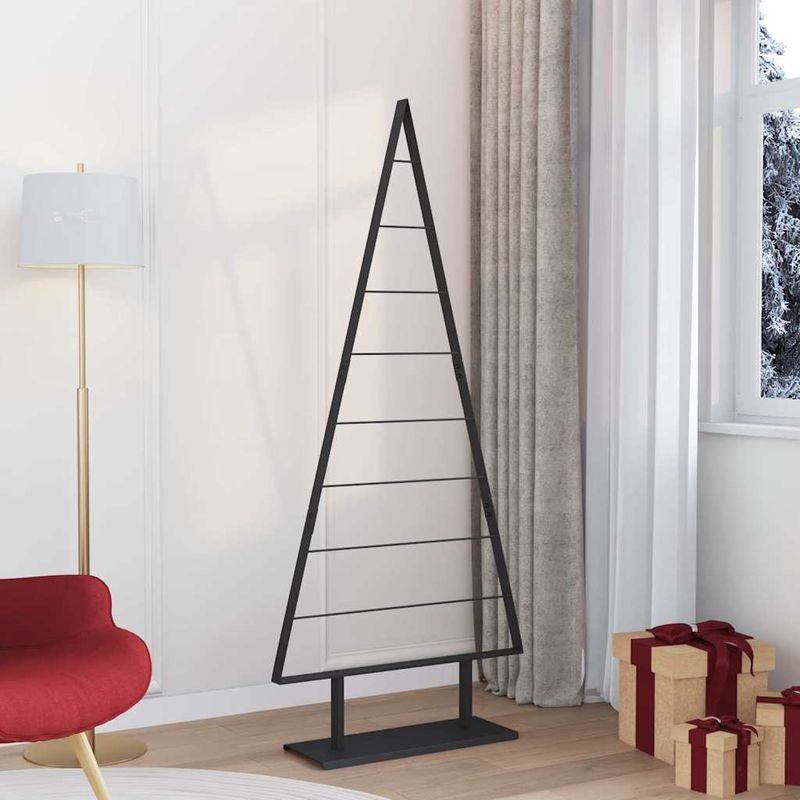 Casa si Gradina - Decoratiuni - Decoratiuni de sezon - Pom de Craciun din metal cu suport Negru 180 cm Otel - Infinity.ro