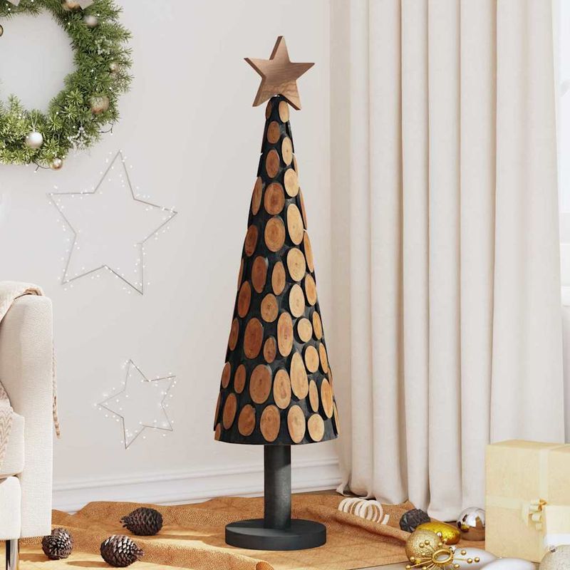 Casa si Gradina - Decoratiuni - Decoratiuni de sezon - Brad de Craciun cu suport Maro 120 cm Lemn masiv de tec - Infinity.ro