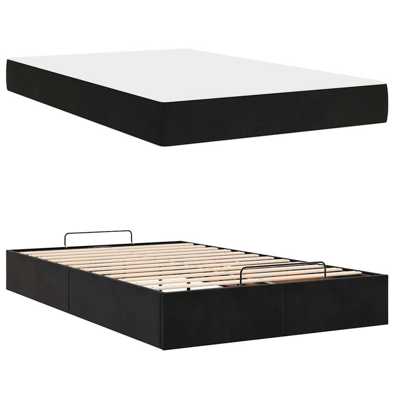 Casa si Gradina - Mobilier - Paturi si accesorii - Paturi - Cadru de pat cu saltea cu depozitare Negru 120 x 190 cm Catifea - Infinity.ro