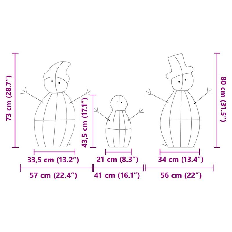 Casa si Gradina - Decoratiuni - Decoratiuni de sezon - Familia de Craciun cu om de zapada iluminat 3 pcs Alb cald - Infinity.ro