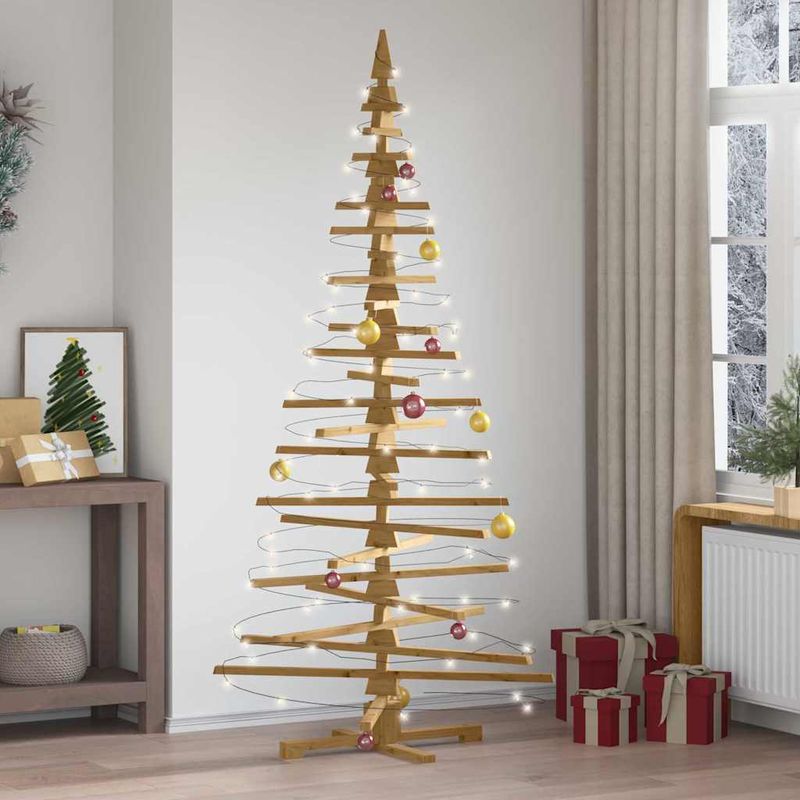 Casa si Gradina - Decoratiuni - Decoratiuni de sezon - Brad de Craciun din lemn Maro 210 cm Lemn masiv de pin - Infinity.ro