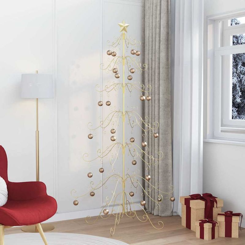 Casa si Gradina - Decoratiuni - Decoratiuni de sezon - Pom de Craciun din metal Auriu 215 cm Otel vopsit in pulbere - Infinity.ro