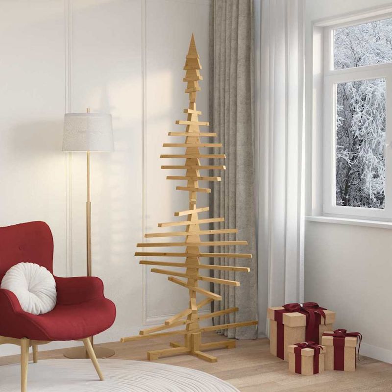 Casa si Gradina - Decoratiuni - Decoratiuni de sezon - Brad de Craciun din lemn Maro 210 cm Lemn masiv de pin - Infinity.ro