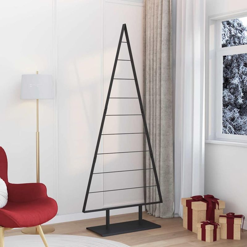 Casa si Gradina - Decoratiuni - Decoratiuni de sezon - Pom de Craciun din metal cu suport Negru 210 cm Otel - Infinity.ro