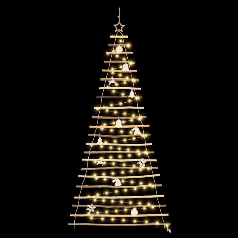 Casa si Gradina - Decoratiuni - Decoratiuni de sezon - Brad de Craciun cu 130 LED natural 210 cm lemn masiv de frasin - Infinity.ro