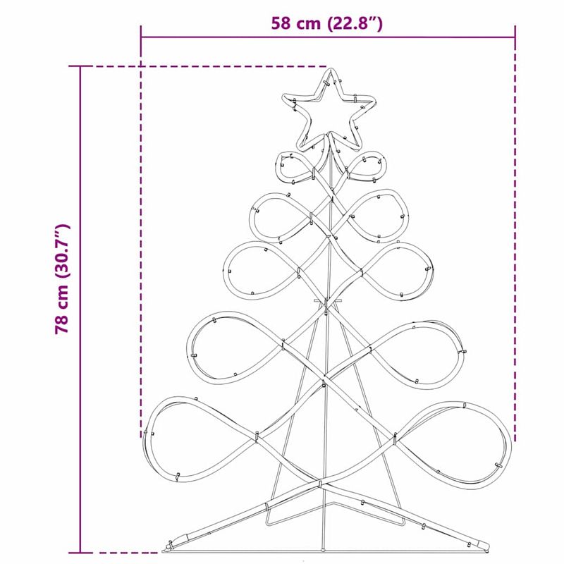 Casa si Gradina - Decoratiuni - Decoratiuni de sezon - Lumina in forma unui brad de Craciun Multicolour 80 x 56 cm PVC - Infinity.ro