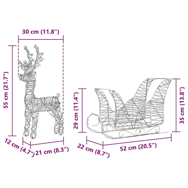 Casa si Gradina - Decoratiuni - Decoratiuni de sezon - Sanie cu ren Alb cald 30 x 12 x 55 cm PET - Infinity.ro