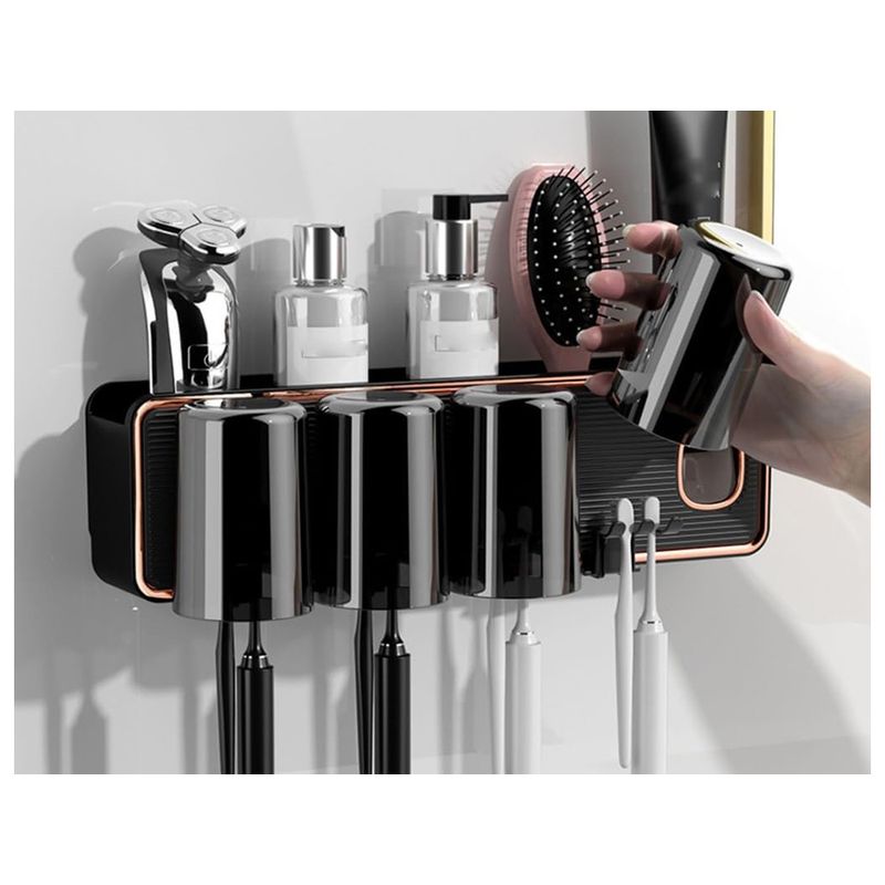 Casa si Gradina - Sanitare - Suporturi si accesorii baie - Suporturi baie - Distribuitor pasta de dinti cu suport periuta de dinti, organizator suspendat cu pahare - Infinity.ro